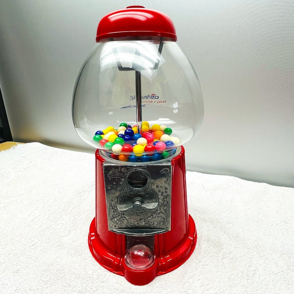 EUC Vintage Carousel Brand Gumball Machine/Bank, CitiFinancial, 15" T x 8" D